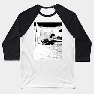 Motorcycle at a Gas Station Baseball T-Shirt